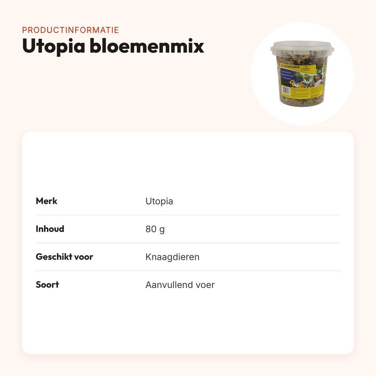 Utopia bloemenmix 80 g – aanvullend voer voor knaagdieren – productinformatie