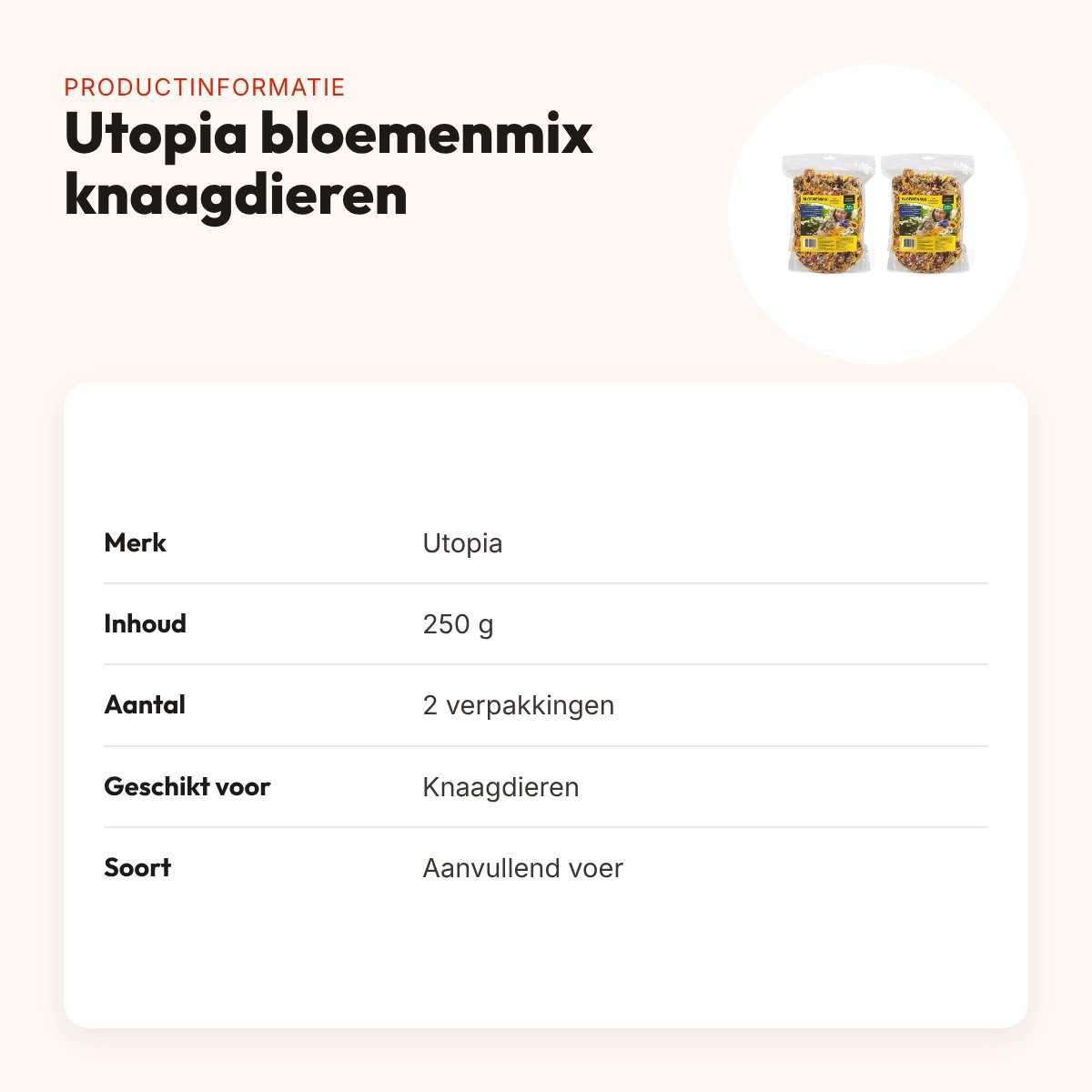 Utopia bloemenmix knaagdieren 250 g – aanvullend voer – multipack 2 stuks – productinformatie