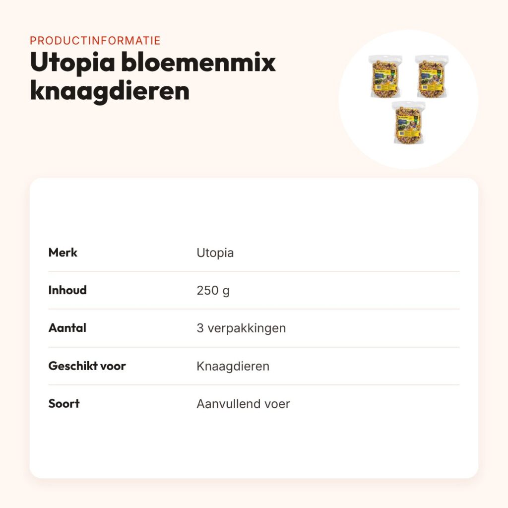 Utopia bloemenmix knaagdieren 250 g – aanvullend voer – multipack 3 stuks – productinformatie