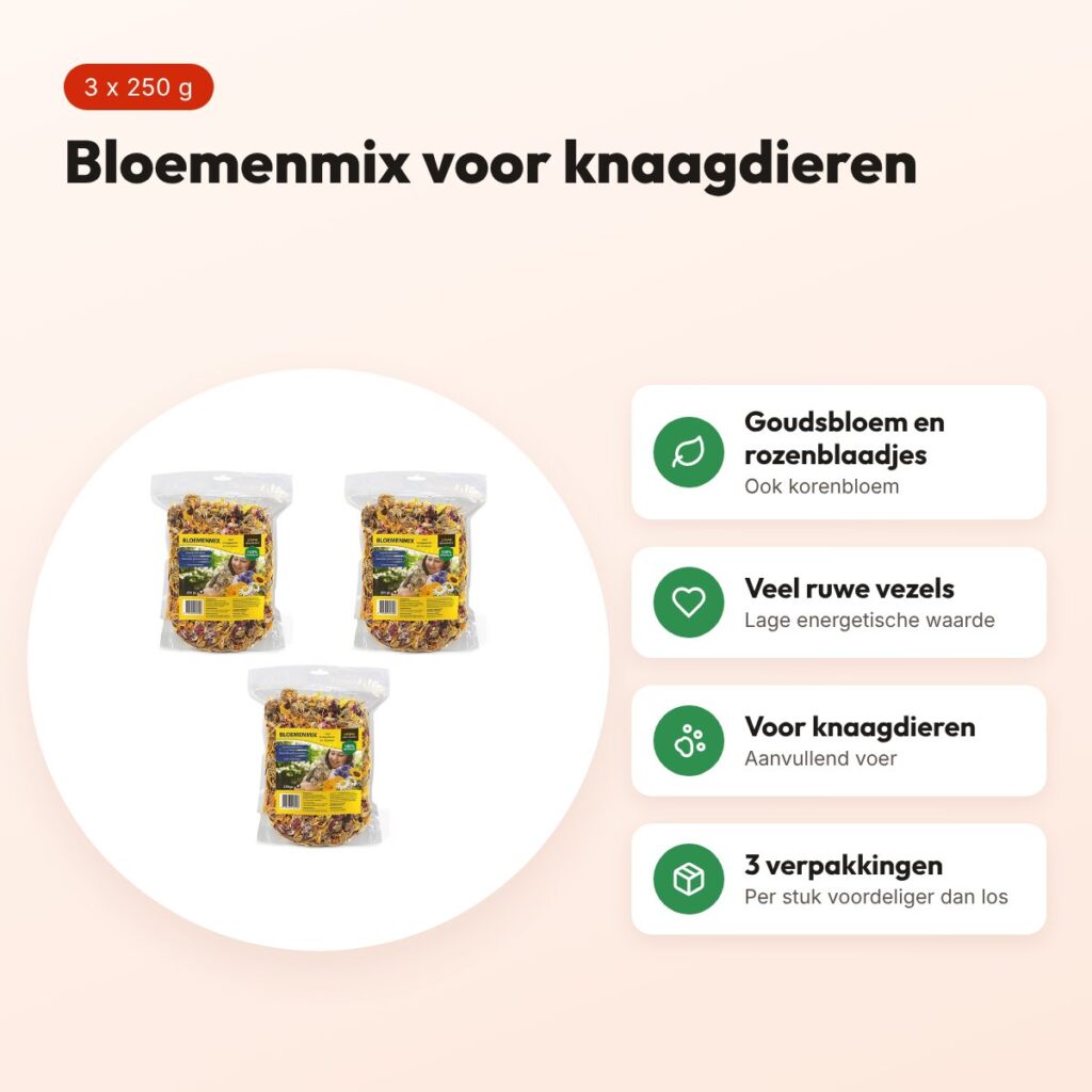 Utopia bloemenmix knaagdieren 250 g – aanvullend voer – multipack 3 stuks – voordelen
