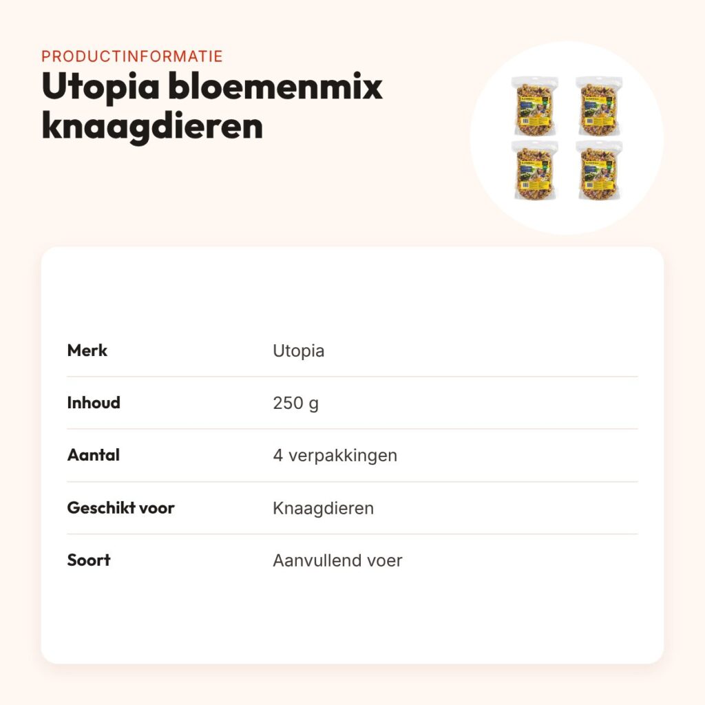 Utopia bloemenmix knaagdieren 250 g – aanvullend voer, multipack 4 stuks – productinformatie