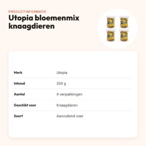 Utopia bloemenmix knaagdieren 250 g – aanvullend voer, multipack 4 stuks – productinformatie