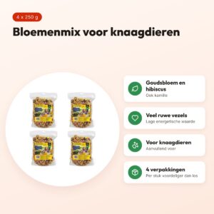 Utopia bloemenmix knaagdieren 250 g – aanvullend voer, multipack 4 stuks – voordelen