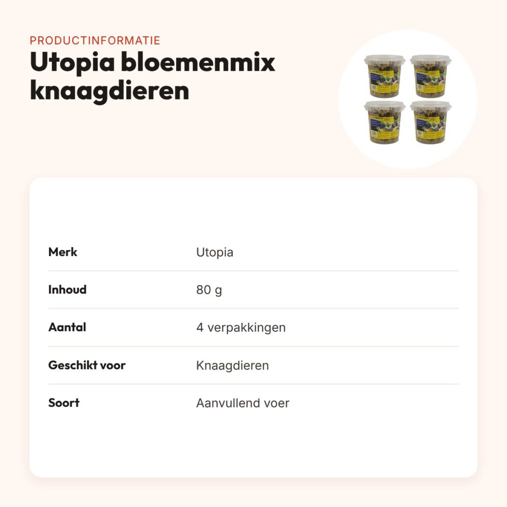Utopia bloemenmix knaagdieren 80 g – aanvullend voer – multipack 4 stuks – productinformatie