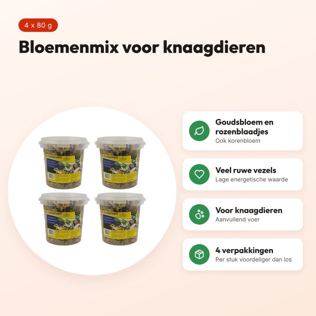 Utopia bloemenmix knaagdieren 80 g – aanvullend voer – multipack 4 stuks – voordelen