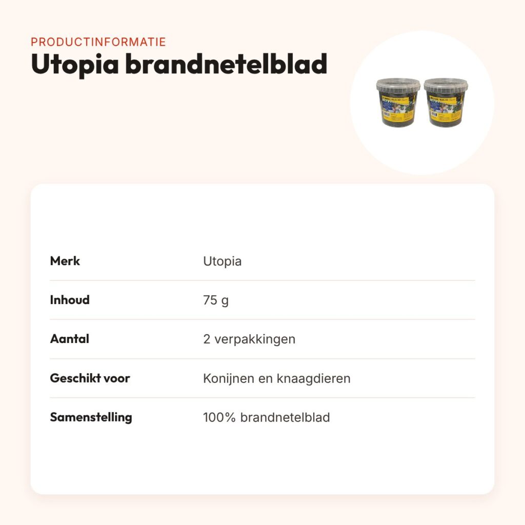 Utopia brandnetelblad knaagdieren 75 g – gedroogd – multipack 2 stuks – productinformatie