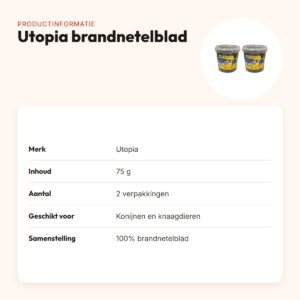 Utopia brandnetelblad knaagdieren 75 g – gedroogd – multipack 2 stuks – productinformatie