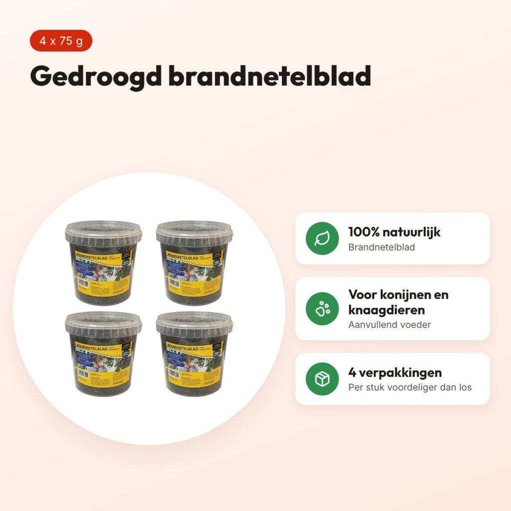Utopia brandnetelblad knaagdieren 75 g – gedroogd – multipack 4 stuks – voordelen