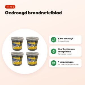 Utopia brandnetelblad knaagdieren 75 g – gedroogd – multipack 4 stuks – voordelen