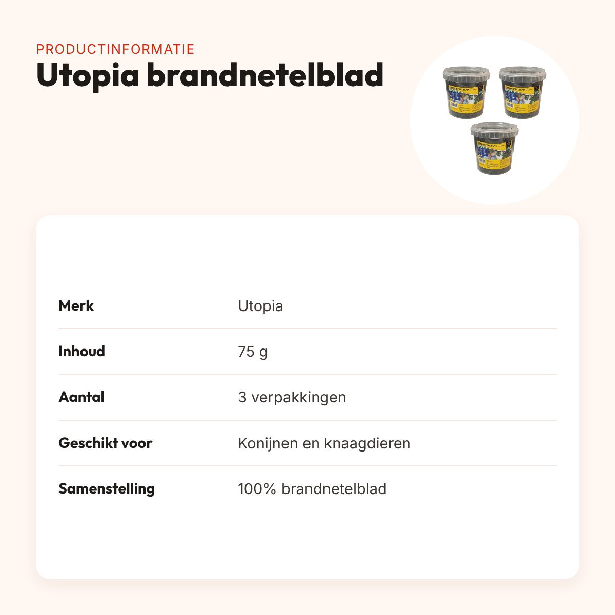 Utopia brandnetelblad knaagdieren 75 g – multipack 3 stuks – productinformatie