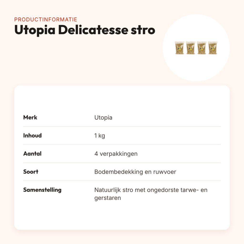 Utopia Delicatesse stro 1 kg – bodembedekking – multipack 4 stuks – productinformatie