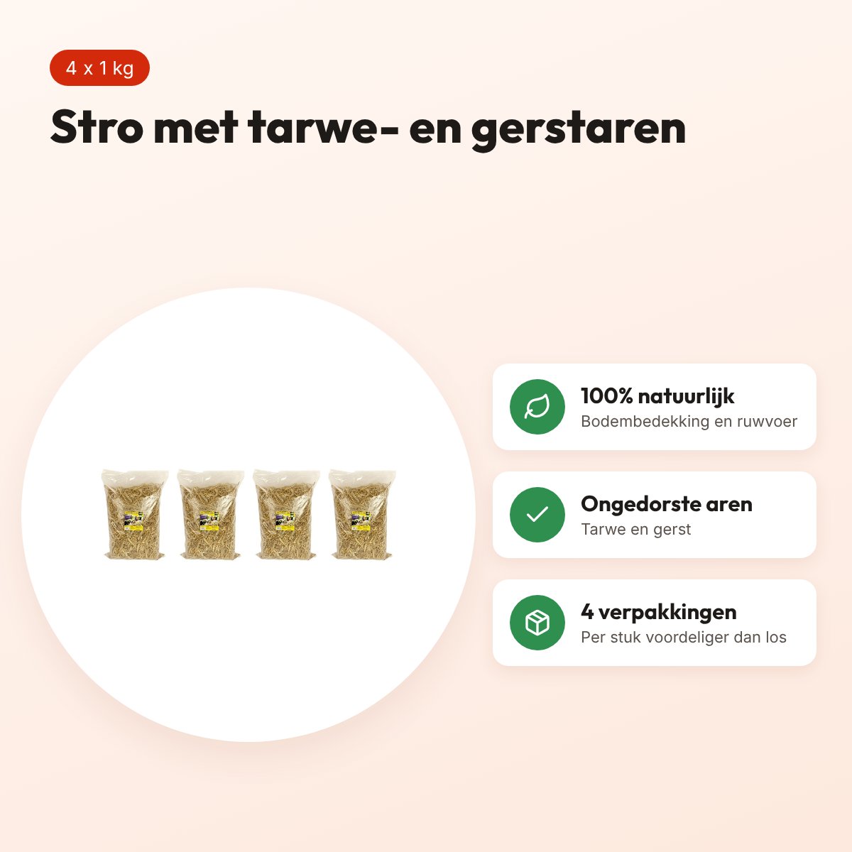 Utopia Delicatesse stro 1 kg – bodembedekking – multipack 4 stuks – voordelen