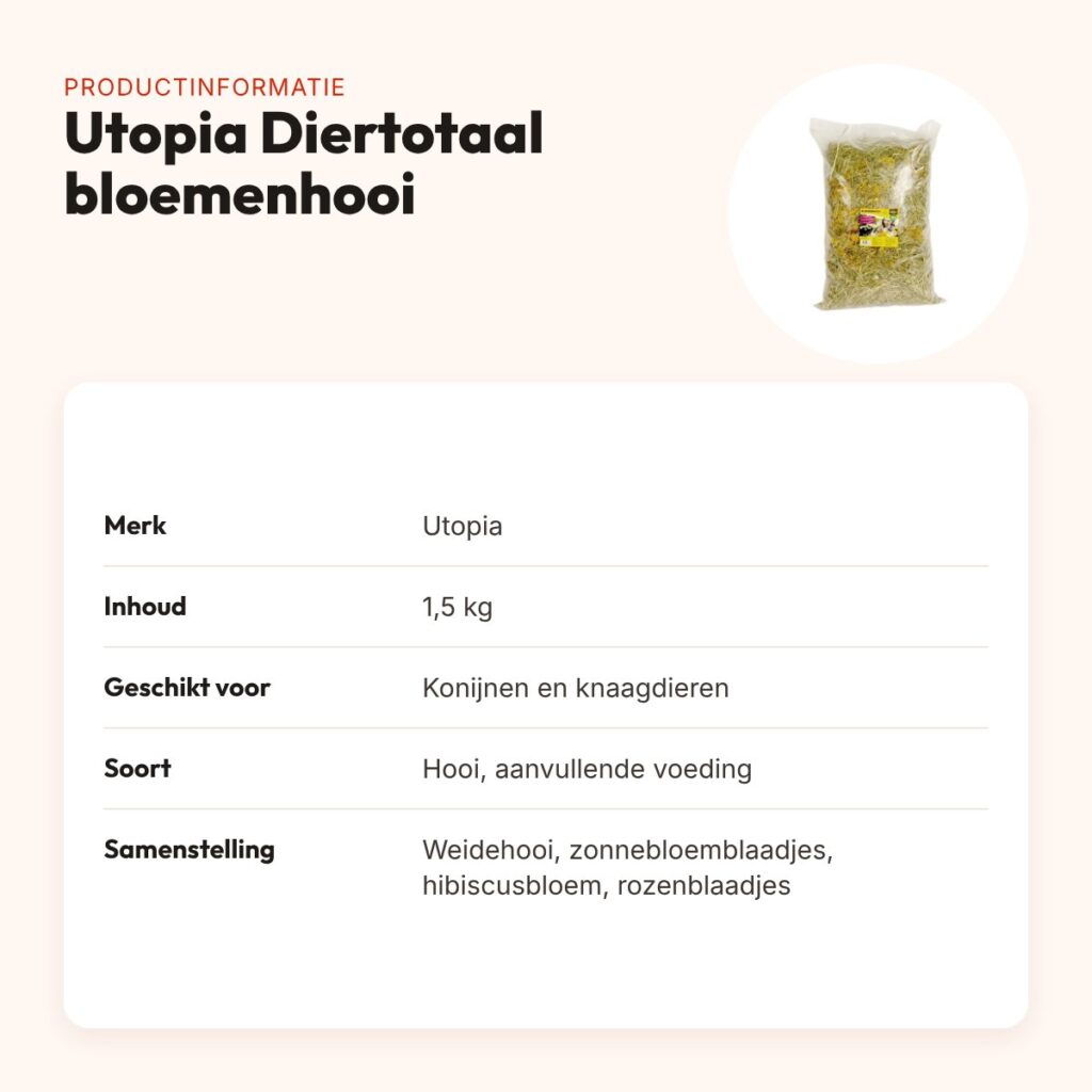 Utopia Diertotaal bloemenhooi 1,5 kg – voor konijnen en knaagdieren – productinformatie