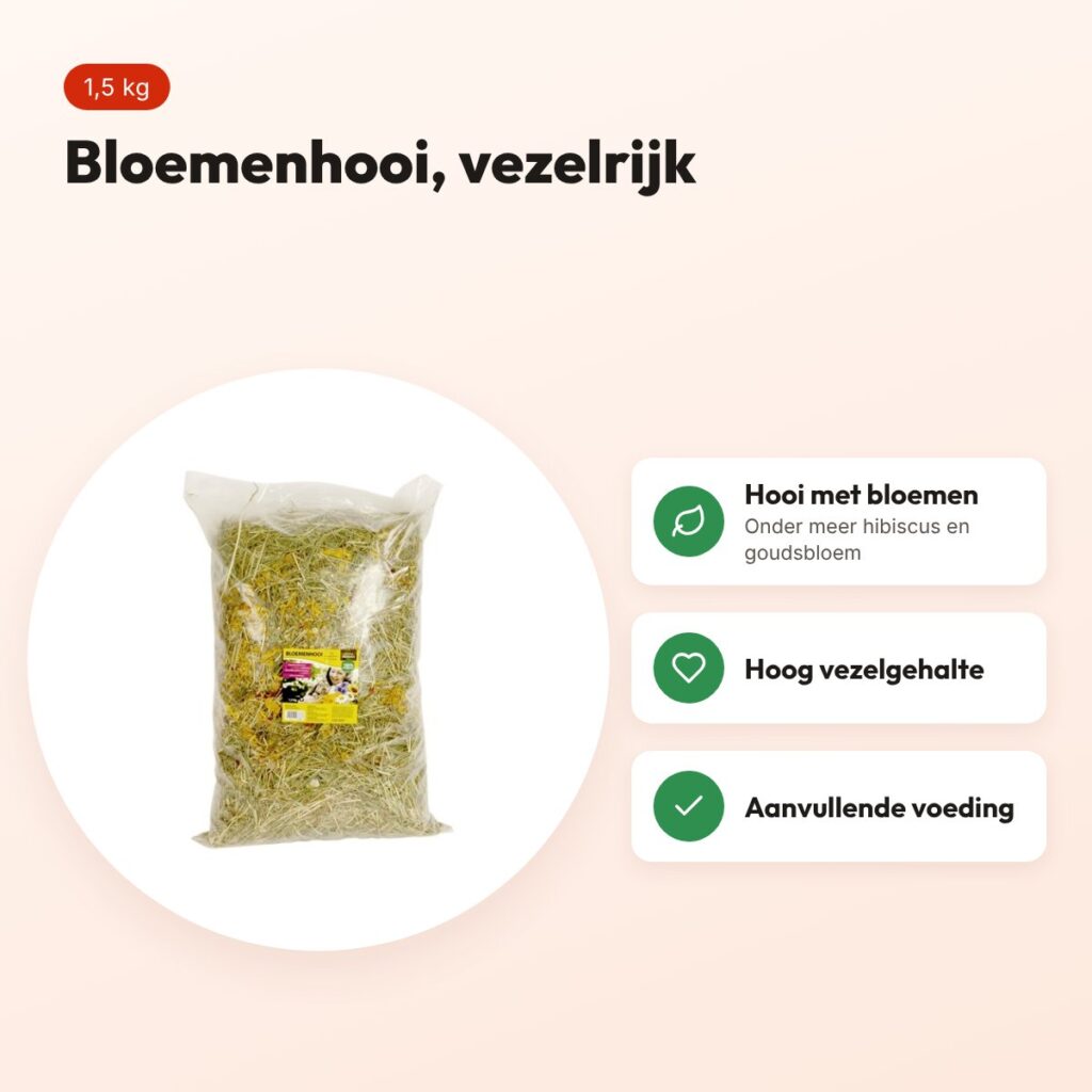 Utopia Diertotaal bloemenhooi 1,5 kg – voor konijnen en knaagdieren – voordelen