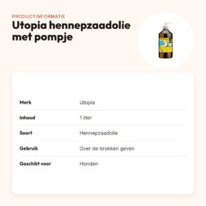 Utopia Diertotaal hennepzaadolie 1 liter met pompje – hond – productinformatie