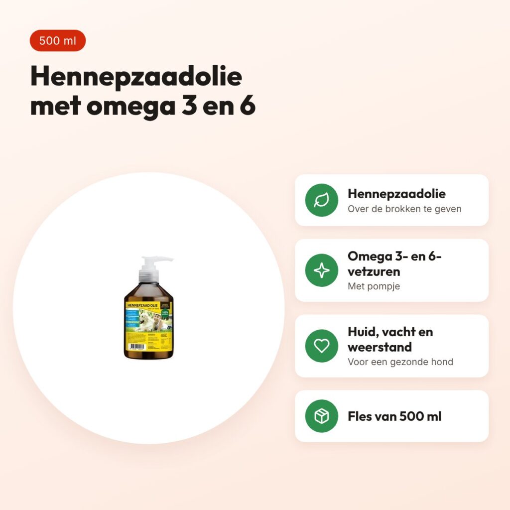 Utopia Diertotaal hennepzaadolie 500 ml met pompje – hond – voordelen