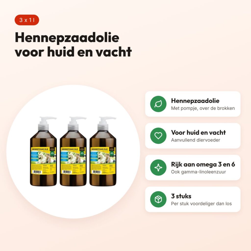 Utopia Diertotaal hennepzaadolie met pompje 1 l – multipack 3 stuks – voordelen
