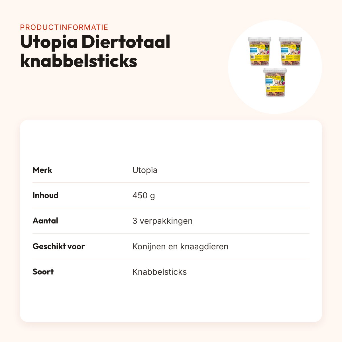 Utopia Diertotaal knabbelsticks 450 g – multipack 3 stuks – productinformatie