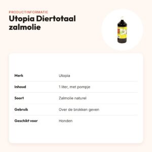 Utopia Diertotaal zalmolie naturel 1 liter met pompje – voor honden – productinformatie