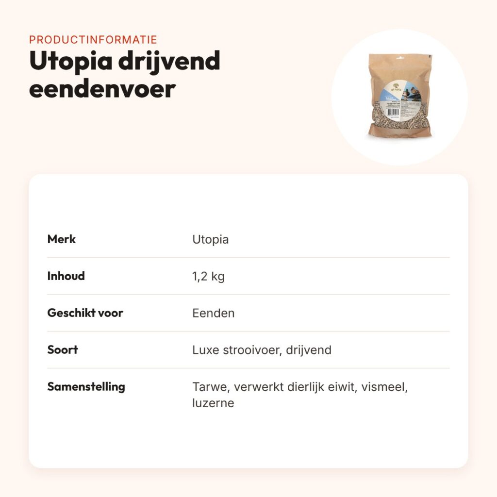 Utopia drijvend eendenvoer 1,2 kg – luxe strooivoer – productinformatie