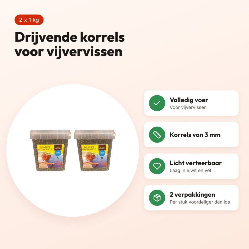 Utopia drijvende vijverkorrel 3 mm 1 kg – vijvervissen – multipack 2 stuks – voordelen