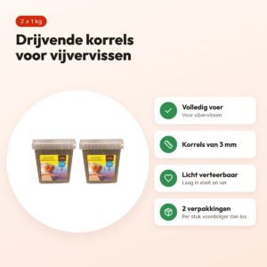 Utopia drijvende vijverkorrel 3 mm 1 kg – vijvervissen – multipack 2 stuks – voordelen