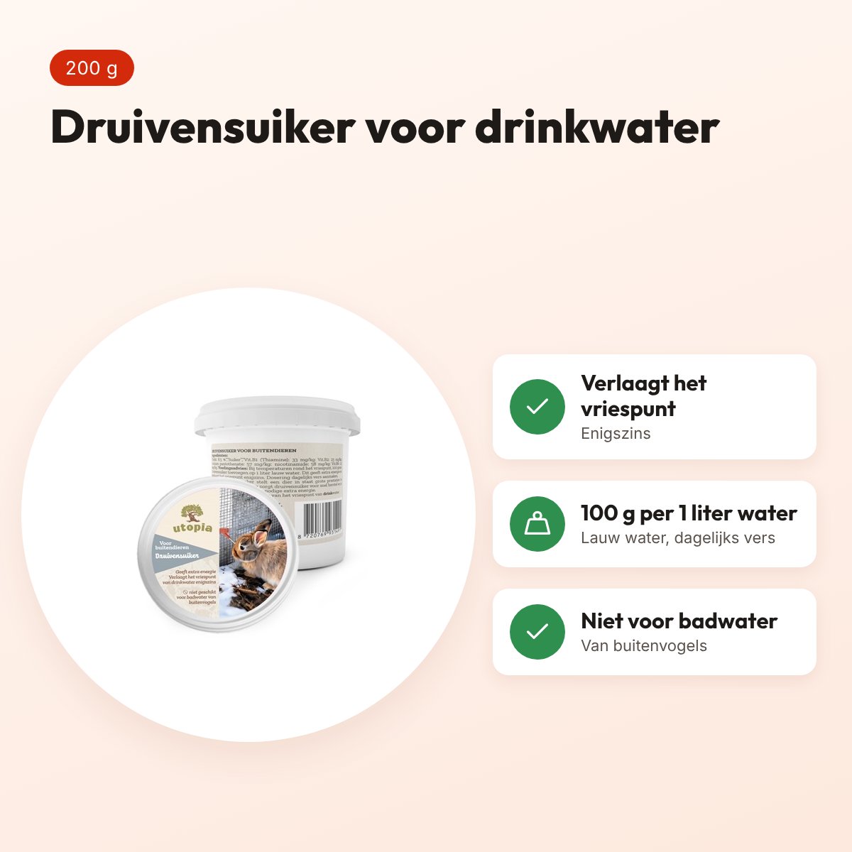 Utopia druivensuiker 200 g – verlaagt het vriespunt van drinkwater – voordelen