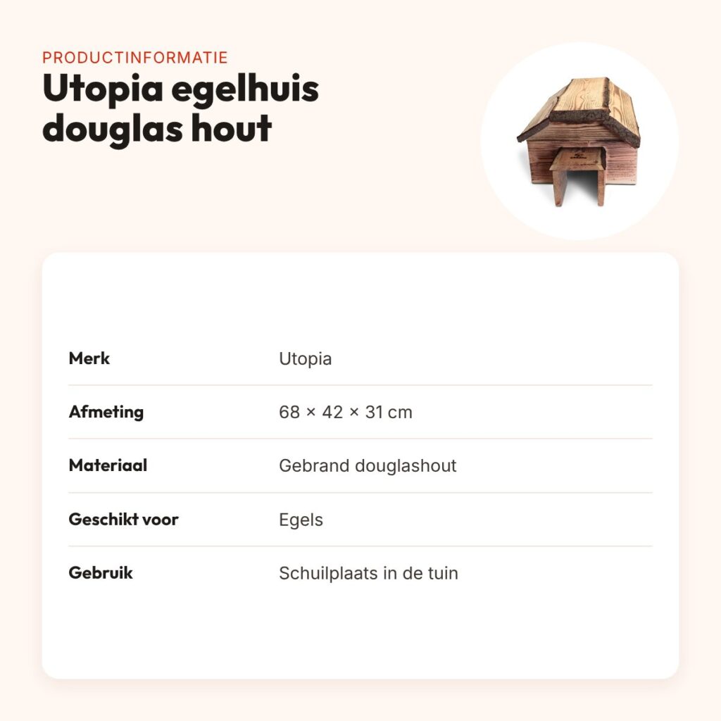 Utopia egelhuis gebrand douglas hout 68 x 42 x 31 cm – met labyrintingang – productinformatie
