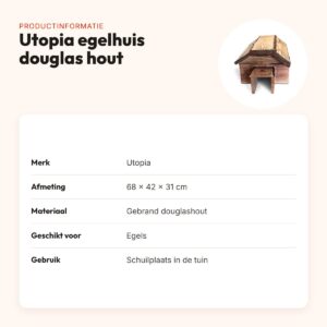 Utopia egelhuis gebrand douglas hout 68 x 42 x 31 cm – met labyrintingang – productinformatie