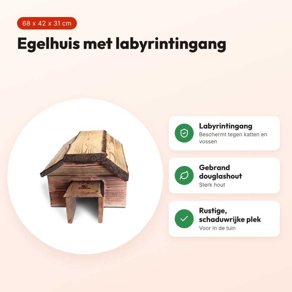 Utopia egelhuis gebrand douglas hout 68 x 42 x 31 cm – met labyrintingang – voordelen