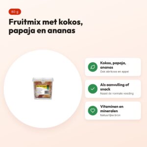 Utopia fruitmix 80 g – met kokos, papaja, ananas, abrikoos en appel – voordelen