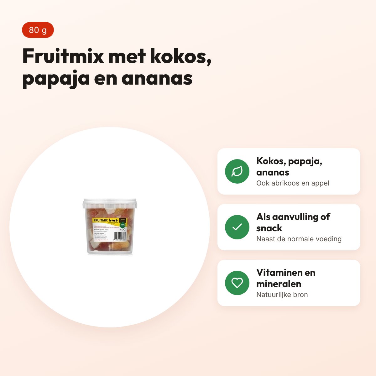 Utopia fruitmix 80 g – met kokos, papaja, ananas, abrikoos en appel – voordelen