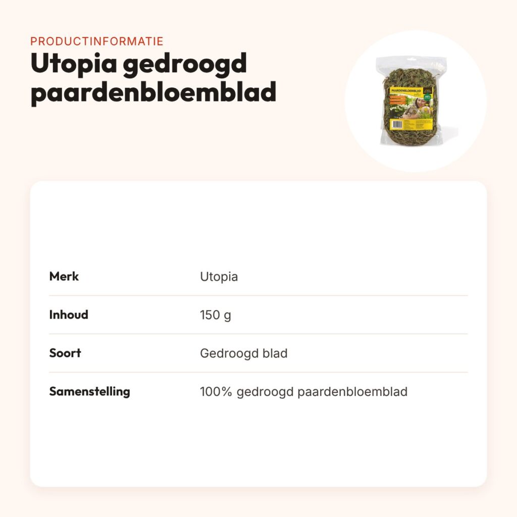 Utopia gedroogd paardenbloemblad 150 g – productinformatie