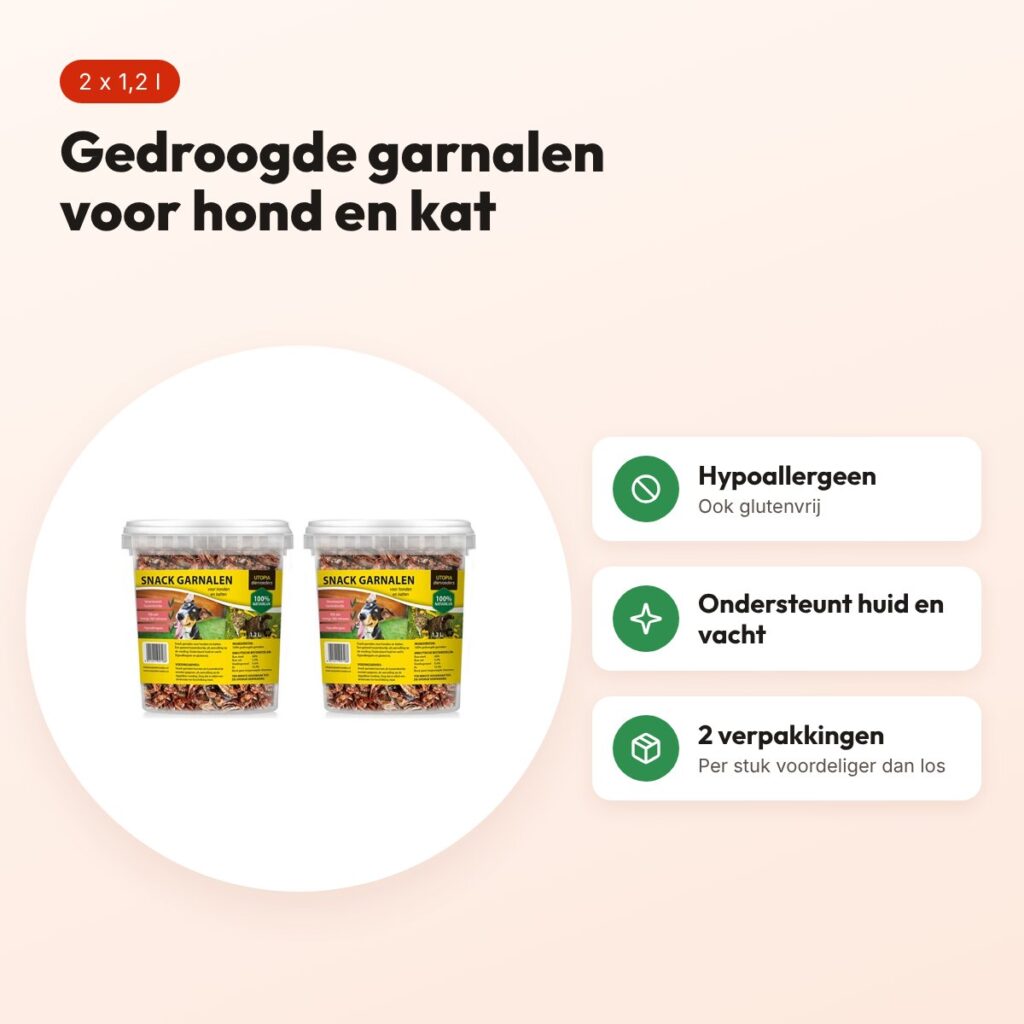 Utopia gedroogde garnalen voor hond en kat 1,2 l – multipack 2 stuks – voordelen