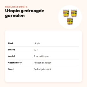 Utopia gedroogde garnalen voor hond en kat 1,2 l – multipack 3 stuks – productinformatie