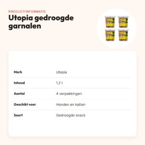 Utopia gedroogde garnalen voor hond en kat 1,2 l – multipack 4 stuks – productinformatie