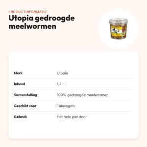 Utopia gedroogde meelwormen 1,2 l – voor tuinvogels, in emmer – productinformatie