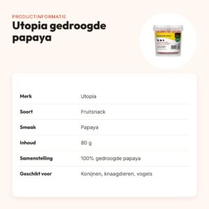 Utopia gedroogde papaya 80 g – fruitsnack voor knaagdieren en vogels – productinformatie