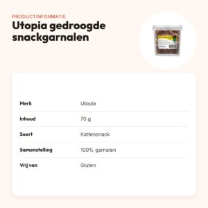 Utopia gedroogde snackgarnalen 70 g – hypoallergeen – productinformatie