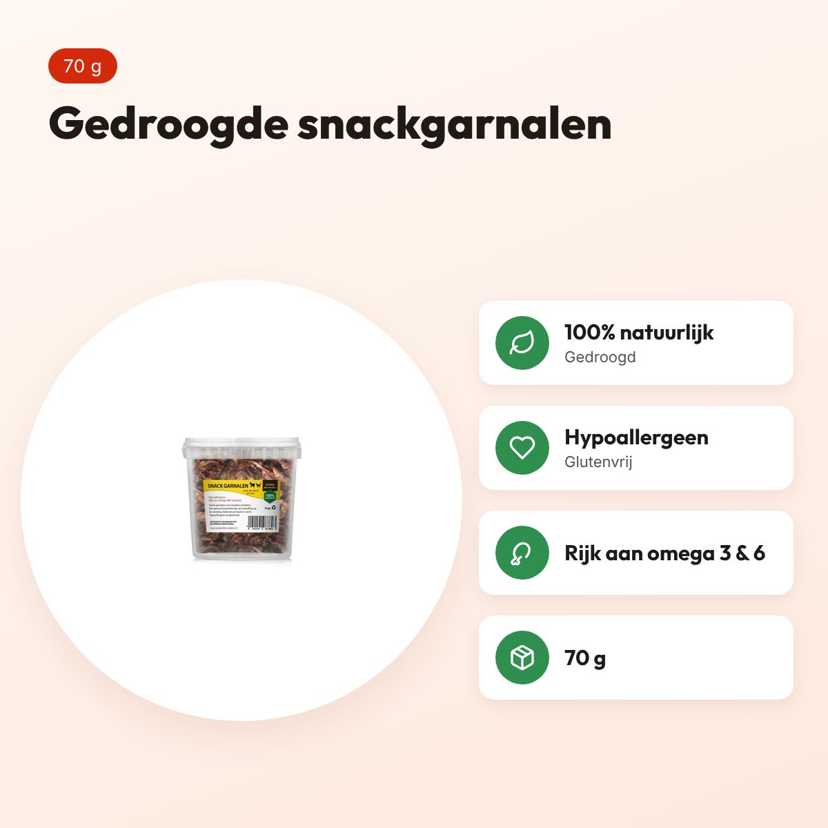 Utopia gedroogde snackgarnalen 70 g – hypoallergeen – voordelen