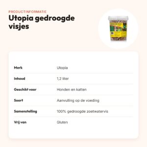 Utopia gedroogde visjes hond en kat 1,2 l – hypoallergeen, glutenvrij – productinformatie