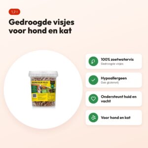 Utopia gedroogde visjes hond en kat 1,2 l – hypoallergeen, glutenvrij – voordelen