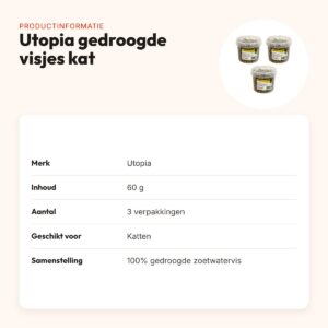 Utopia gedroogde visjes kattensnack 60 g – hypoallergeen, multipack 3 stuks – productinformatie