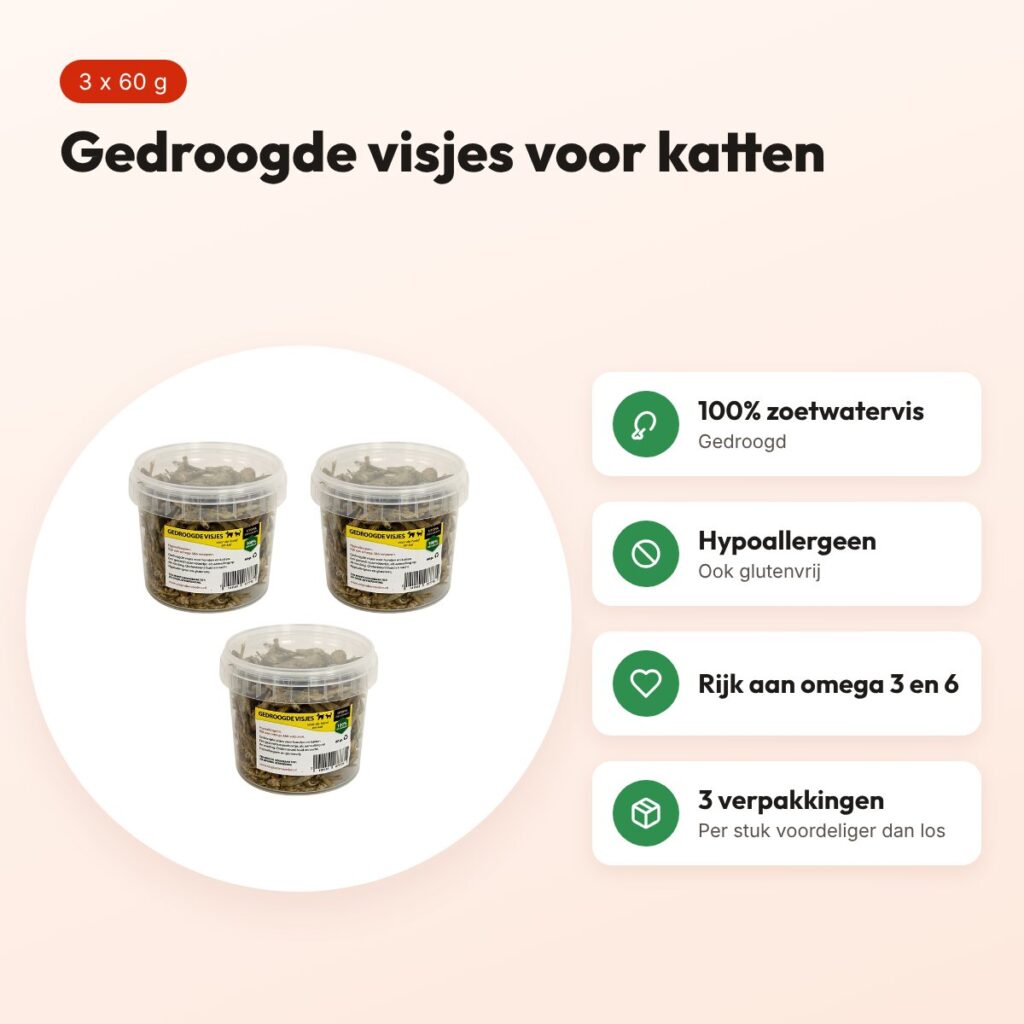 Utopia gedroogde visjes kattensnack 60 g – hypoallergeen, multipack 3 stuks – voordelen