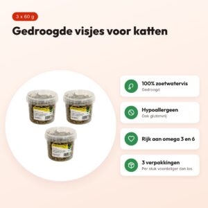 Utopia gedroogde visjes kattensnack 60 g – hypoallergeen, multipack 3 stuks – voordelen
