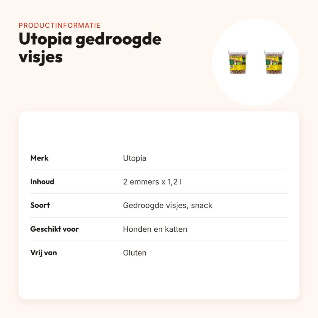 Utopia gedroogde visjes voor hond en kat 1,2 l – multipack 2 stuks – productinformatie