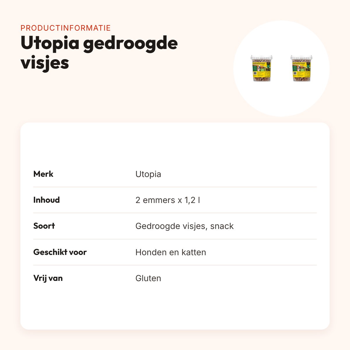 Utopia gedroogde visjes voor hond en kat 1,2 l – multipack 2 stuks – productinformatie