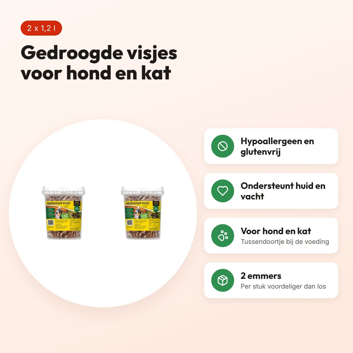 Utopia gedroogde visjes voor hond en kat 1,2 l – multipack 2 stuks – voordelen