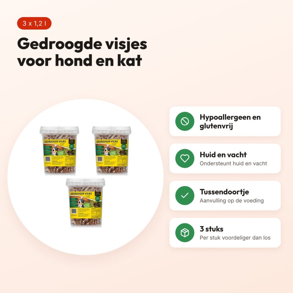 Utopia gedroogde visjes voor hond en kat 1,2 l – multipack 3 stuks – voordelen