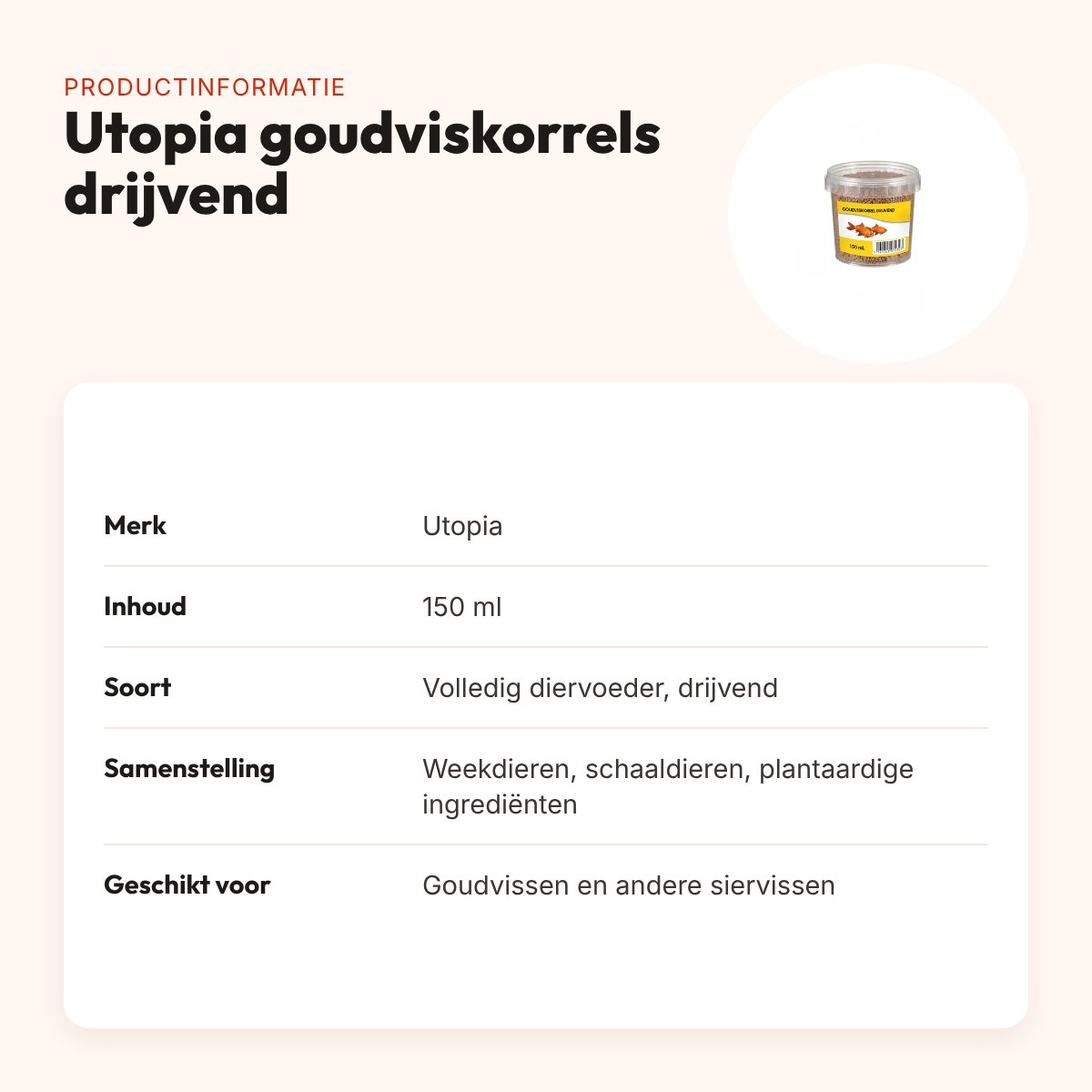Utopia goudviskorrels drijvend 150 ml – productinformatie